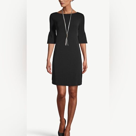 Chico's Black Knee Length Bell Sleeve Dress - Picture 7 of 8